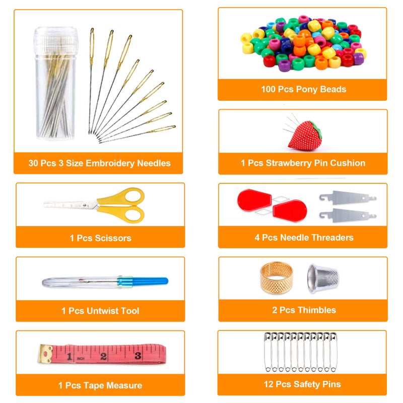 Inscraft 403 Pack Embroidery Floss Set, 250 Colors Cross Stitch Friendship Bracelet Thread with 153 Pcs Cross Stitch Tool, 4-Tier Transparent Box for Storage - Image 3